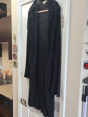 ULTRA FLIRT Black Knit Long Cardigan With Tie Detail Size M